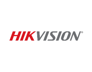 Hikvision logo with red and gray text.